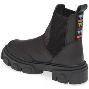 FARM RIO Black Beaded Lug Sole Chelsea Boots Size 6.5 Boho Trendy Stylish